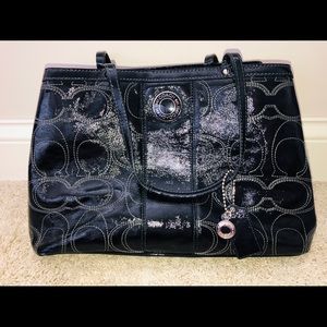 Black Coach Handbag w/ Infamous White C Stitching